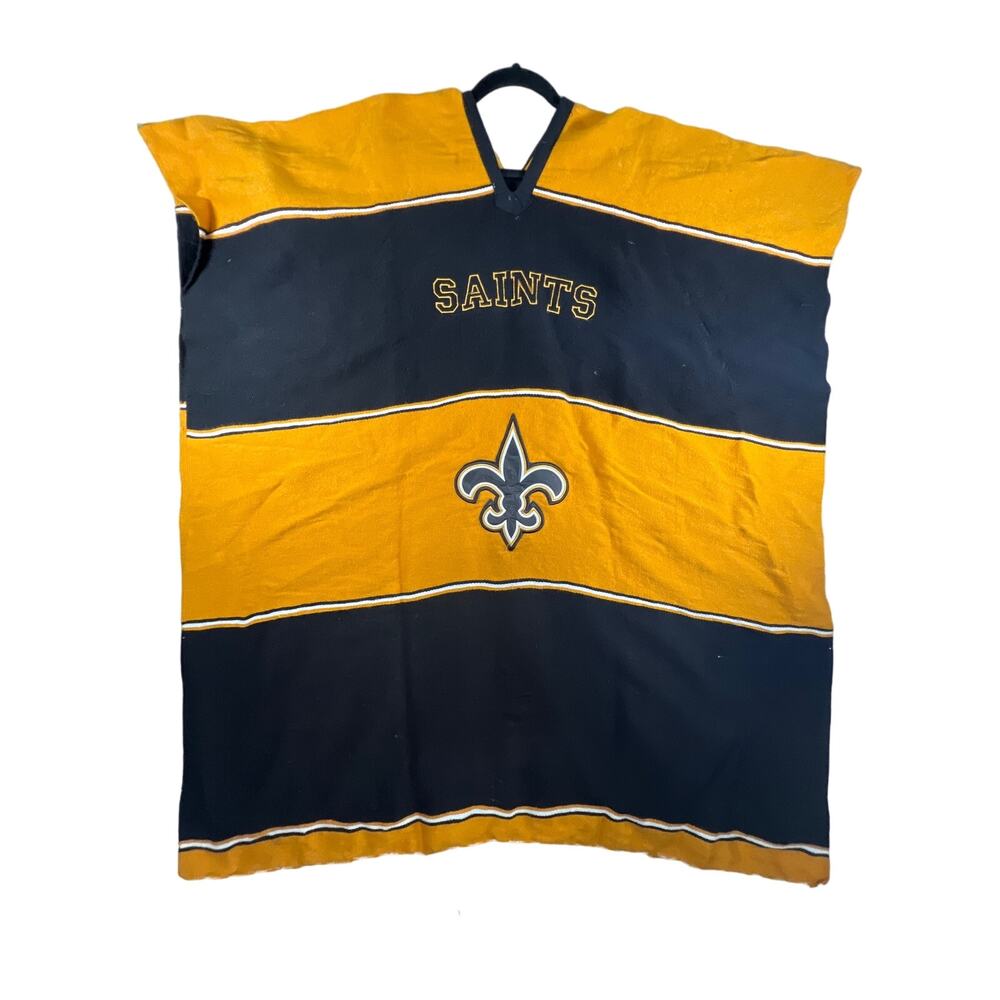 NFL Mexican Poncho for Orleans Saints Stadium Wear Football Blanket, One Size.